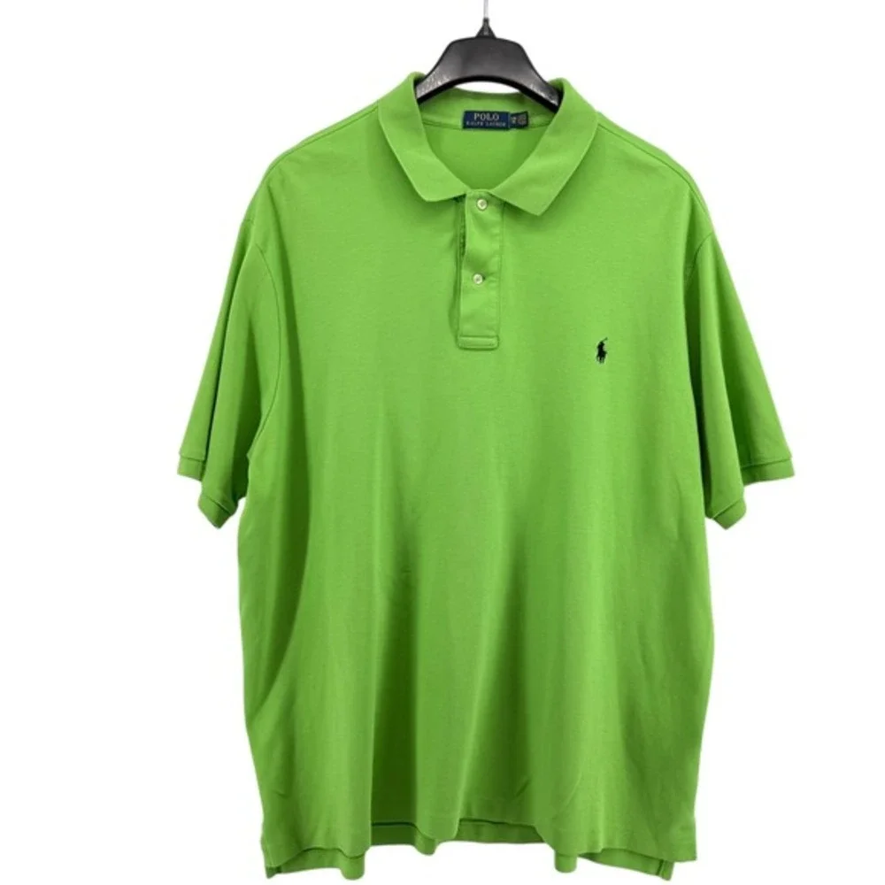 Polo Ralph Lauren Mens 3XB Pre-Owned Jersey Polo Shirt Green Pony Classic‎ Fit